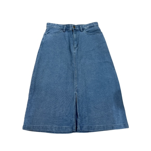NWT Duluth Women's Dobby Indigo Midi Skirt Size 10 Blue - Picture 1 of 6